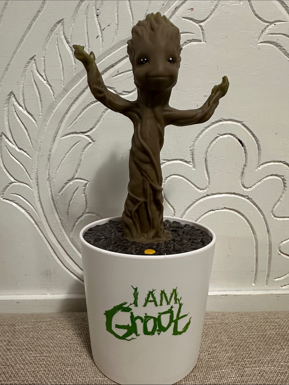 I Am Groot Dancing Baby Groot Figure in Brown with White Pot
